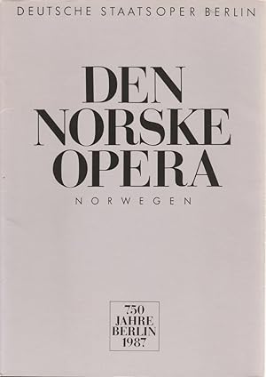 Image du vendeur pour Programmheft ELEKTRA - DEN NORSKE OPERA NORWEGEN 750 Jahre Berlin 1987 mis en vente par Programmhefte24 Schauspiel und Musiktheater der letzten 150 Jahre