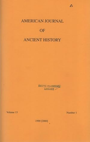 Imagen del vendedor de American Journal of Ancient History. Volume 15 / Number 1. a la venta por Fundus-Online GbR Borkert Schwarz Zerfa