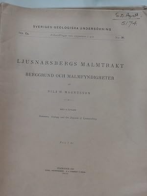 Image du vendeur pour Ljusnarsbergs malmtrakt, berggrund och malmfyndigheter. And: Lngbans malmtrakt; geologisk beskrivning. mis en vente par Plurabelle Books Ltd