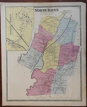 Quinnipiack North Haven Connecticut 1868 F.W. Beers detailed city plan town map
