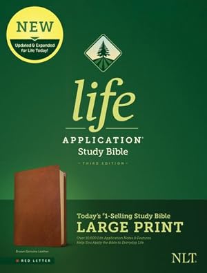 Imagen del vendedor de NLT Life Application Study Bible, Third Edition, Large Print (Red Letter, Genuine Leather, Brown) [Leather Bound ] a la venta por booksXpress