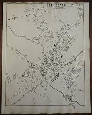 Medfield Massachusetts 1876 Norfolk county detailed city plan map
