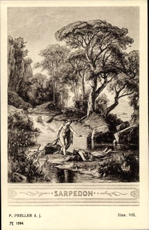 Image du vendeur pour Knstler Ansichtskarte / Postkarte Preller, F. d. J., Ilias VIII, Sarpedon, Mythologie - Ackermann 154 1854 mis en vente par akpool GmbH