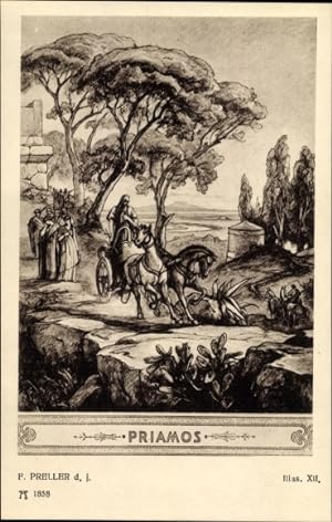 Bild des Verkufers fr Knstler Ansichtskarte / Postkarte Preller, F. d. J., Ilias XII, Priamos, Mythologie - Ackermann 154 1858 zum Verkauf von akpool GmbH