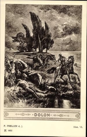 Bild des Verkufers fr Knstler Ansichtskarte / Postkarte Preller, F. d. J., Ilias VI, Dolon, Mythologie - Ackermann 154 1852 zum Verkauf von akpool GmbH