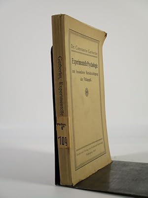 Immagine del venditore per Experimentelle Psychologie mit besonderer Bercksichtigung der Pdagogik. venduto da Antiquariat Bookfarm