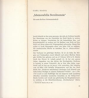Seller image for ' Memorabilia Berolinensia ' - Die erste Berliner Heimatzeitschrift. for sale by Antiquariat Carl Wegner