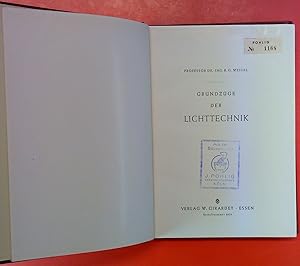 Imagen del vendedor de Grundzge der Lichttechnik. a la venta por biblion2