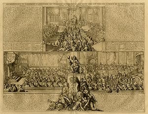 Antique Print-PARLIAMENT OF ENGLAND-HOUSE OF LORDS AND COMMONS-Chatelain-1732