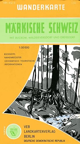 Bild des Verkufers fr Wanderkarte Mrkische Schweiz, mit Buckow, Waldsieversdorf und Obersdorf. Mastab 1 : 30 000;Rckseite: Namenregister und geografisch-touristische Informationen zum Verkauf von Antiquariat Kastanienhof