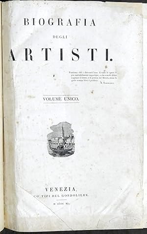 Bild des Verkufers fr Filippo De Boni - Biografia degli artisti - 1^ ed. 1840 zum Verkauf von Chartaland