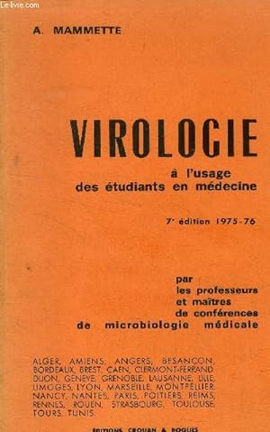 Image du vendeur pour Virologie  l'usage des tudiants en mdecine mis en vente par Le-Livre