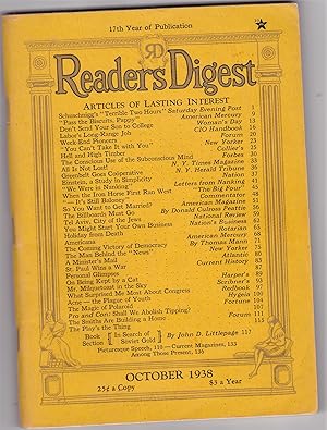 Immagine del venditore per Reader's Digest: October, 1938, Volume 33, No. 198 - 17th year venduto da Riverhorse Books