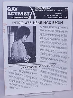Bild des Verkufers fr Gay Activist: vol. 1, #7, November 1971: Intro 475 Hearings Begin zum Verkauf von Bolerium Books Inc.