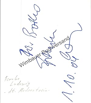 Bild des Verkufers fr Original Autogramm Frauke Ludowig /// Autogramm Autograph signiert signed signee zum Verkauf von Antiquariat im Kaiserviertel | Wimbauer Buchversand