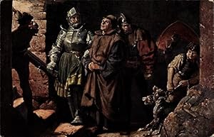 Künstler Ansichtskarte / Postkarte Thumann, Reformator Martin Luther, Ankunft auf der Wartburg 15...