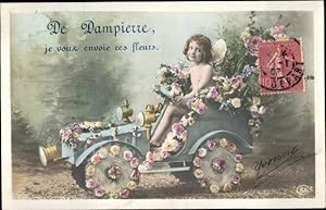 Ansichtskarte / Postkarte Dampierre Yvelines, Engel fährt mit Blumen geschmücktes Auto