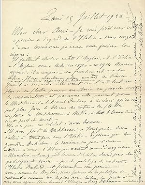 Edgar de TRENTINIAN lettre autographe signée pour contrer l'Allemagne