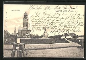 Bild des Verkufers fr Ansichtskarte Kiel, Leuchtturm, Deich zum Verkauf von Bartko-Reher