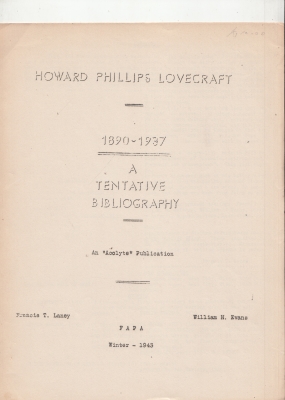 Image du vendeur pour Howard Phillips Lovecraft 1890-1937: A Tentative Bibliography mis en vente par COLD TONNAGE BOOKS