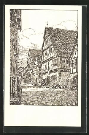 Seller image for Knstler-Ansichtskarte Strmpfelbach im Remstal, Strasse im Ort for sale by Bartko-Reher