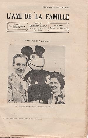 Walt Disney à Londres. En couverture de L'Ami de la famille. 1935