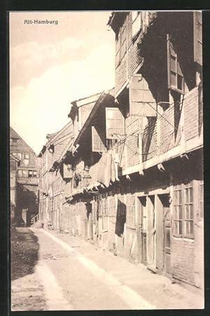 Bild des Verkufers fr Ansichtskarte Alt-Hamburg, alte Huser in einer Gasse zum Verkauf von Bartko-Reher