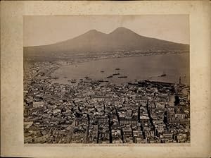Foto um 1880, Napoli Neapel Campania, Panorama preso da San Martino, Blick auf die Bucht von Neapel
