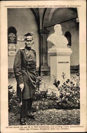 Ansichtskarte / Postkarte Generalfeldmarschall Graf von Haeseler, Gedenkhalle Gravelotte, Büste P...