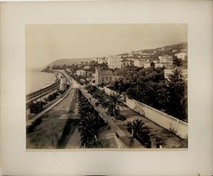 Foto um 1880, San Remo Ligurien, Promenade, Bahnstrecke, Hotel Restaurant Royal