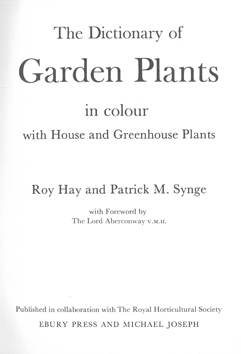 The Dictionary of Garden Plants in Colour