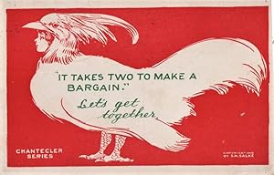 Image du vendeur pour rooster postcard: It Takes Two to Make a bargain mis en vente par Mobyville