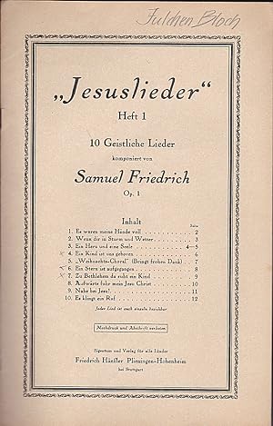"Jesuslieder" Heft 1: 10 Geistliche Lieder Op.1