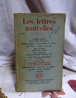 Les lettres nouvelles. 5e annee - Juin 1957 - N° 50.