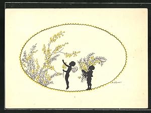 Image du vendeur pour Knstler-Ansichtskarte Elsbeth Forck: Elfen beim Blumen pflcken mis en vente par Bartko-Reher