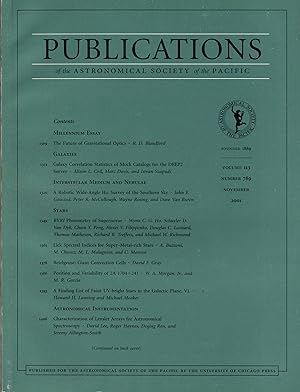 Bild des Verkufers fr Publications of the Astronomical Society of the Pacific Volume 113 Number 789 November 2001 zum Verkauf von Book Booth
