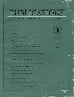 Bild des Verkufers fr Publications of the Astronomical Society of the Pacific Volume 114 Number 794 April 2002 zum Verkauf von Book Booth