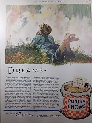 Seller image for Advertisement for Purina Chows: "Dreams" with Illustration by Eppensteiner Beautiful Hand-Drawn Illustration As They Used to Do before Photography Took Over. for sale by Hammonds Antiques & Books
