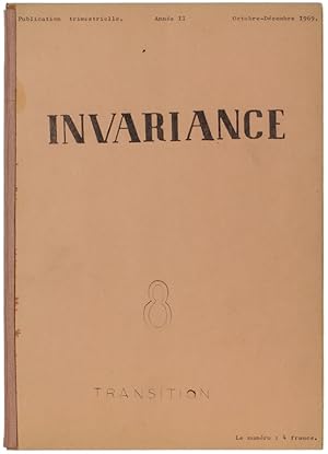 INVARIANCE. Année II - N. 8. Octobre-Décembre 1969. Pubblication trimestrielle.: