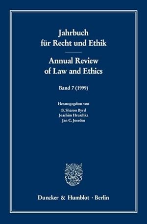 Imagen del vendedor de Jahrbuch fr Recht und Ethik. Annual Review of Law and Ethics. Band 7. a la venta por Antiquariat Thomas Haker GmbH & Co. KG
