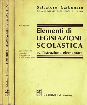 Bild des Verkufers fr Elementi di Legislazione Scolastica zum Verkauf von Biblioteca di Babele