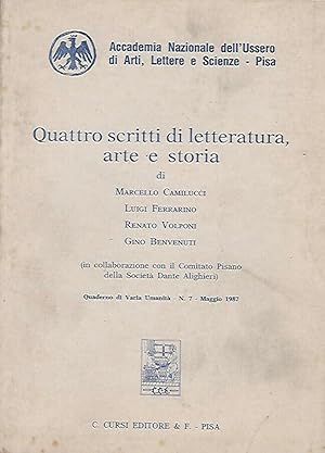 Seller image for Quattro scritti di letteratura, arte e storia; quaderno di Varia Umanit, n. 7, maggio 1987 for sale by Biblioteca di Babele