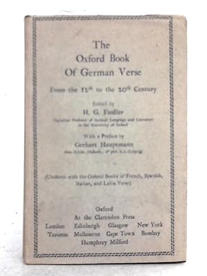 Bild des Verkufers fr Das Oxforder Buch Deutscher Dichtung vom 12ten bix zum 20sten Jahrhundert zum Verkauf von World of Rare Books