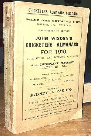 Image du vendeur pour John Wisden's Cricketers' Almanack for 1910 mis en vente par Pastsport