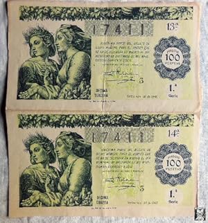 Antigua tarjeta Lotería - Old Lottery card : LOTERÍA NACIONAL 22 DICIEMBRE 1946, Número 17411
