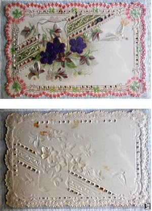 Antigua Tarjeta - Old Card : FLORES con calados y relieve