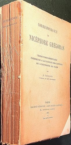 Image du vendeur pour Correspondance de Nicphore Grgoras. mis en vente par Le Chemin des philosophes