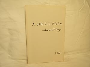 Seller image for A Single Poem for sale by curtis paul books, inc.