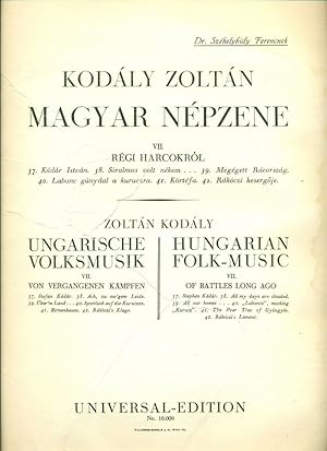 Magyar népzene. VII. Ungarische Volksmusik. VII. Hungarian Folk-Music VII