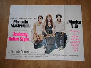 Bild des Verkufers fr Jealousy Italian Style Starring Marcello Mastroianni with Monica Vitti Original UK Quad Poster (1970) zum Verkauf von Dublin Bookbrowsers